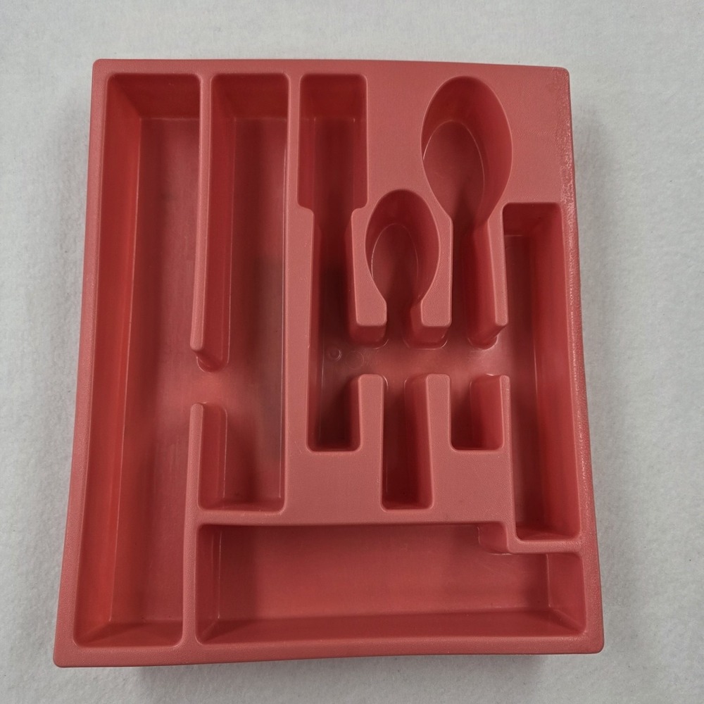 Vintage Eagle Pink Plastic Silverware Tray Kitchen Drawer Organizer Retro 1980s